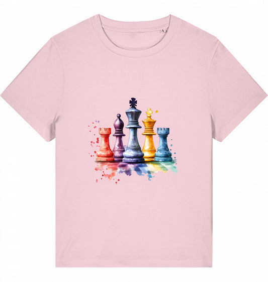 Damen T-Shirt Aquarell Schach Figuren