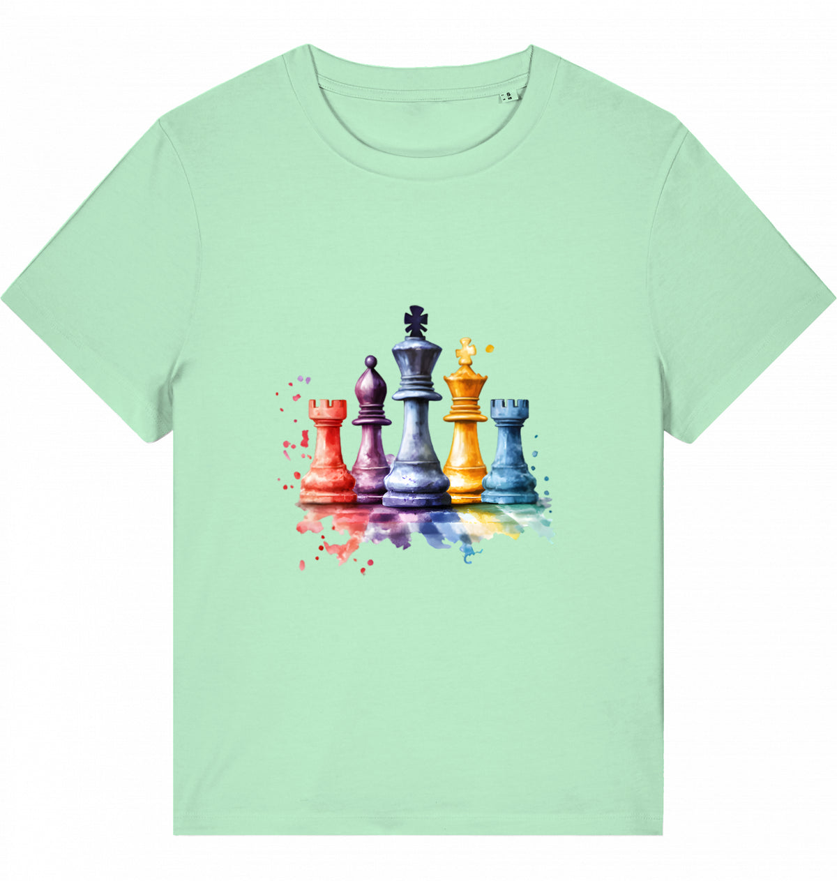 Damen T-Shirt Aquarell Schach Figuren