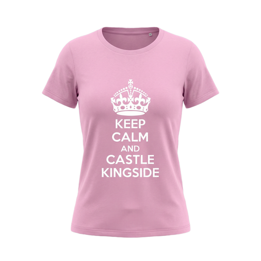 Schach Damen T-Shirt Keep Calm And Castle Kingside Bio-Baumwolle Fairtrade Chess