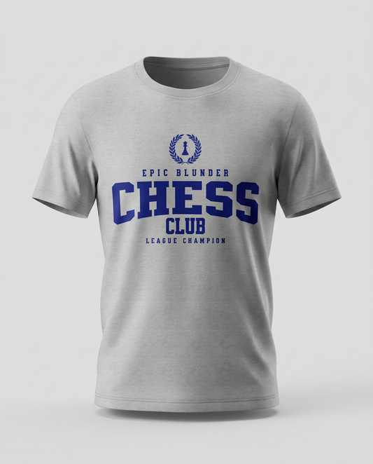 Schach T-Shirt Epic Blunder Chess Club Grau Blau