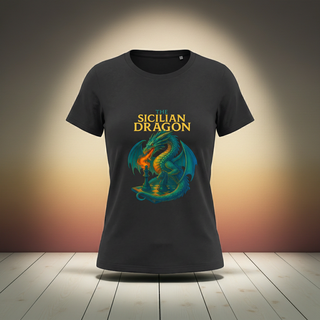 Damen Schach T-Shirt Sicilian Dragon