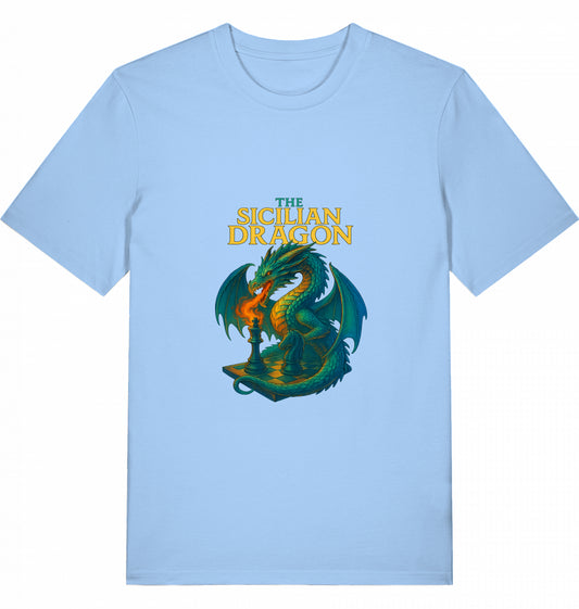 Schach T-Shirt Sicilian Dragon Chess Herren Männer Bio-Baumwolle Fairtrade