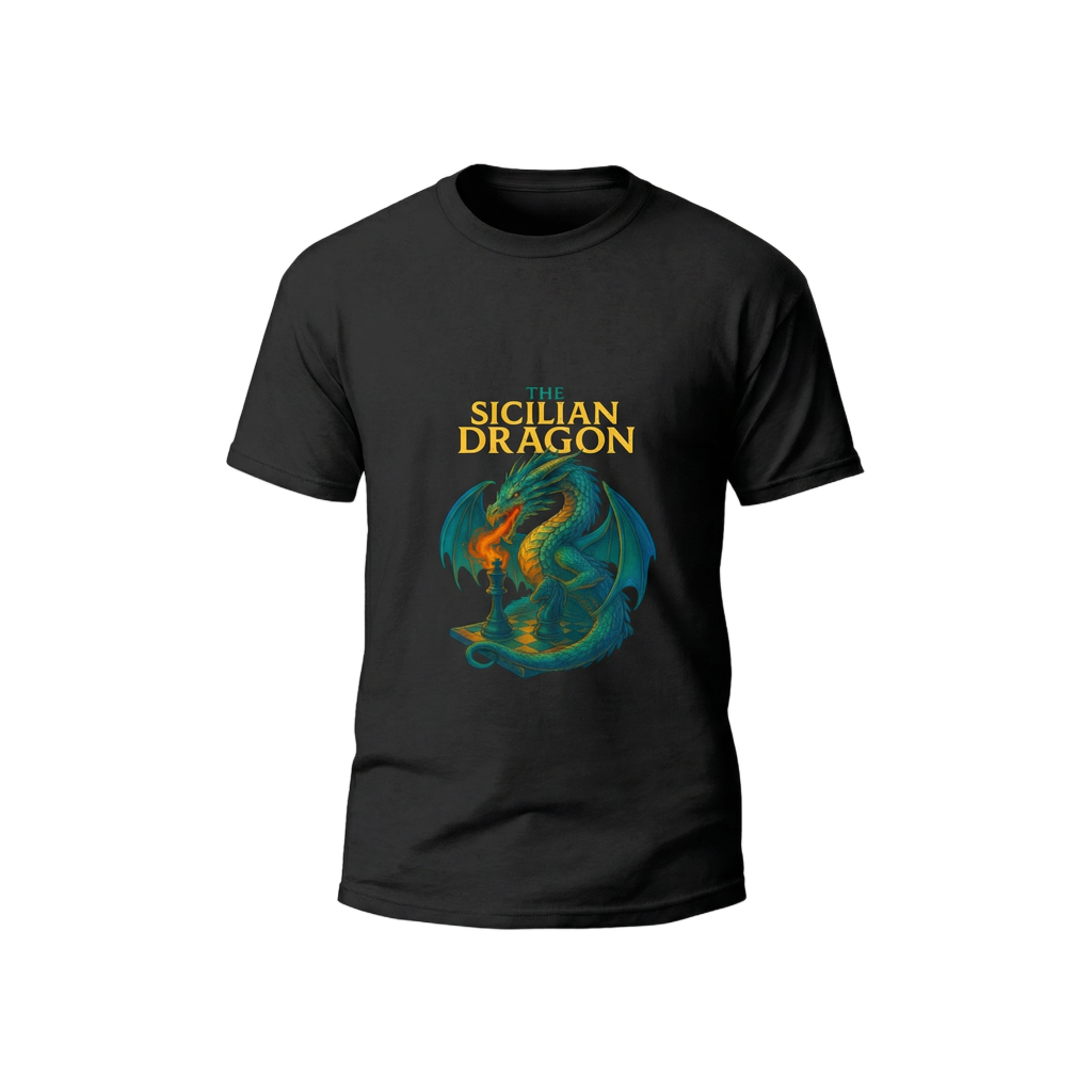 Schach T-Shirt Sicilian Dragon Herren