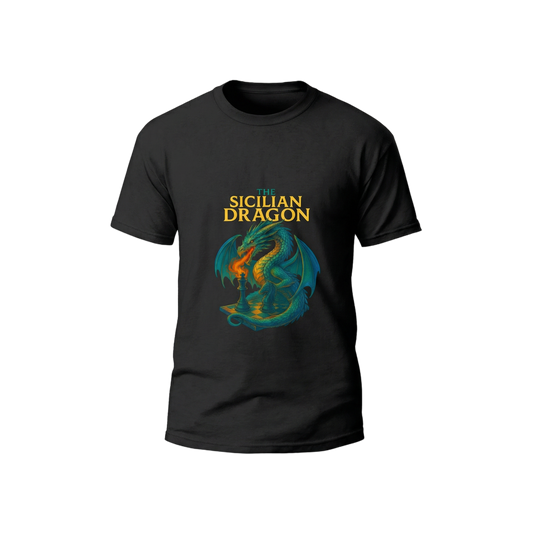 Schach T-Shirt Sicilian Dragon Chess Herren Männer Bio-Baumwolle Fairtrade