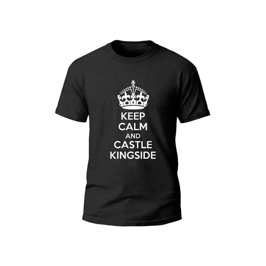 Schach T-Shirt Keep Calm And Castle Kingside Herren Männer Bio-Baumwolle Fairtrade Chess